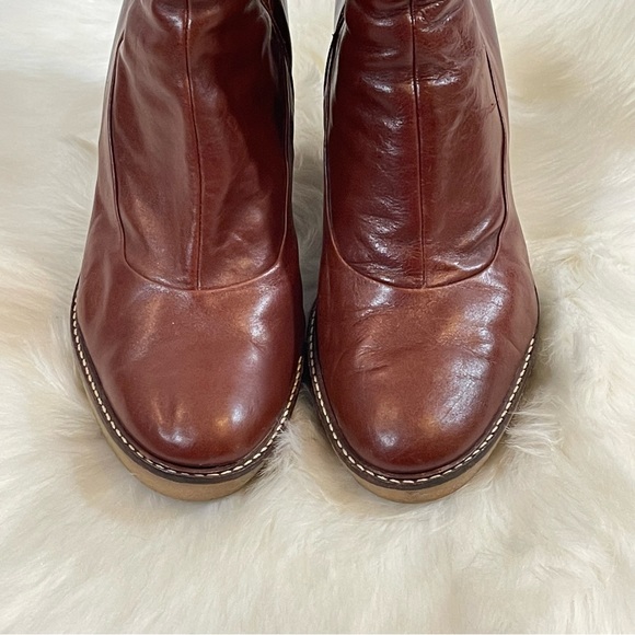 Juicy Couture Maroon Wedge Leather Ankle Bootie - Picture 6 of 8